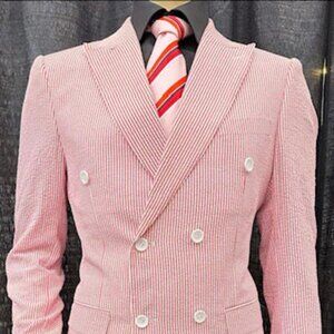 Red Double Breasted Suit Red and White Pinstripe Suit Red Seersucker Suit Cotton
